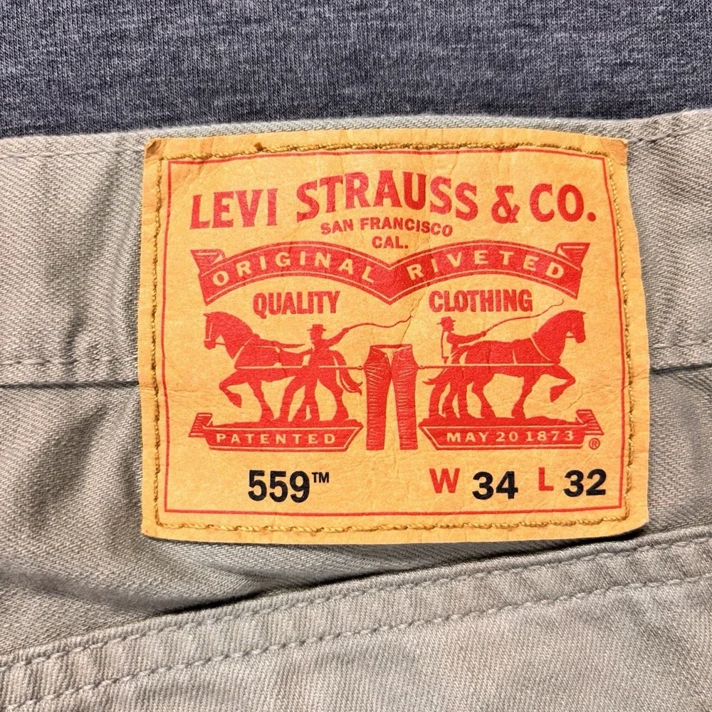 Levi's 559 Jeans Mens 33x32  Straight‎ Leg Beige Denim Streetwear Red Tab Work